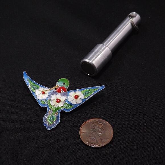 Vintage Zarah Hummingbird Brooch, Enamel on Silver - Picture 8 of 10